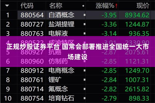 正规炒股证券平台 国常会部署推进全国统一大市场建设